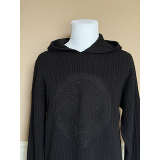 Versace Medusa Embroidered Sweater with Hoodie Black 52 US 1018713 IT NWT $1890