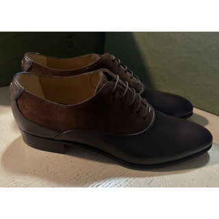 NIB Gucci Men’s Leather Suede Oxford Shoes Cocoa/Brown 11 US/10.5 UK 719741