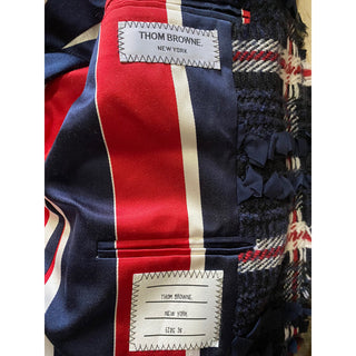 New $4900 Thom Browne Women Plaid Wool-Blend Blazer Jacket Navy 38/2 Italy