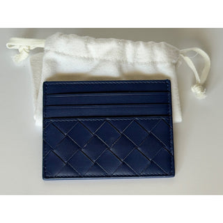 Bottega Veneta Men's Intrecciato Leather Card Case Blue 581060 Italy NWT $390