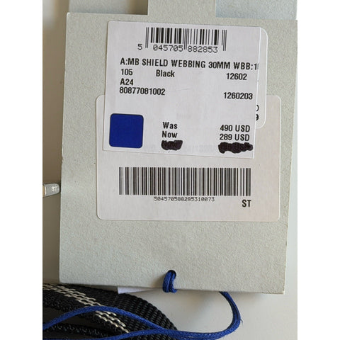 Burberry Silver Metal Buckle Shield Webbing Black Belt 105/42 8087708 NWT $490