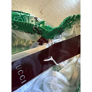 NWT $920 Gucci Drawstring Gucci Print Swim Short Green size 52 Eu/36 US