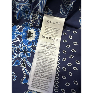 New $1300 Gucci Men’s Flower Bandana Print Shirt Blue Size 52/XL