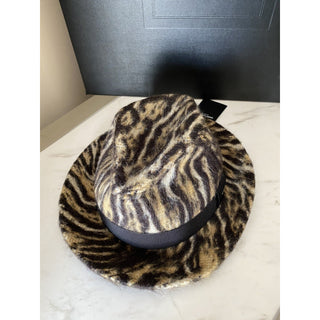 NWT Saint Laurent Womens Fedora Hat Beige/Black Size S Italy