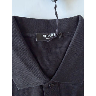 Versace Black Embroidered Piquet Cotton Polo Shirt 3XL 1013906 Made in Italy NWT