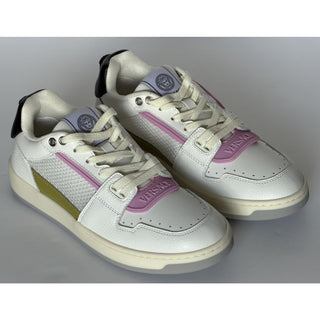 Versace Leather Mesh Sneakers White Pink Acid Green 10 US 40 Euro) 1023442 NIB