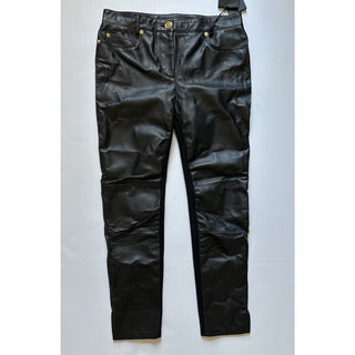Versace Women's Black Leather/Fabric Pants 6 US (40 Euro) 1014419 NWT $2100