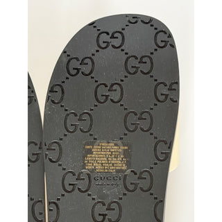 Gucci Interlocking G Leather Slide Sandals Ivory Women 9 US (39 Eu) E 818334 NIB