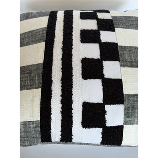 Mackenzie Childs Black Checks And Stripes Throw Pillow 20"x20" NWT