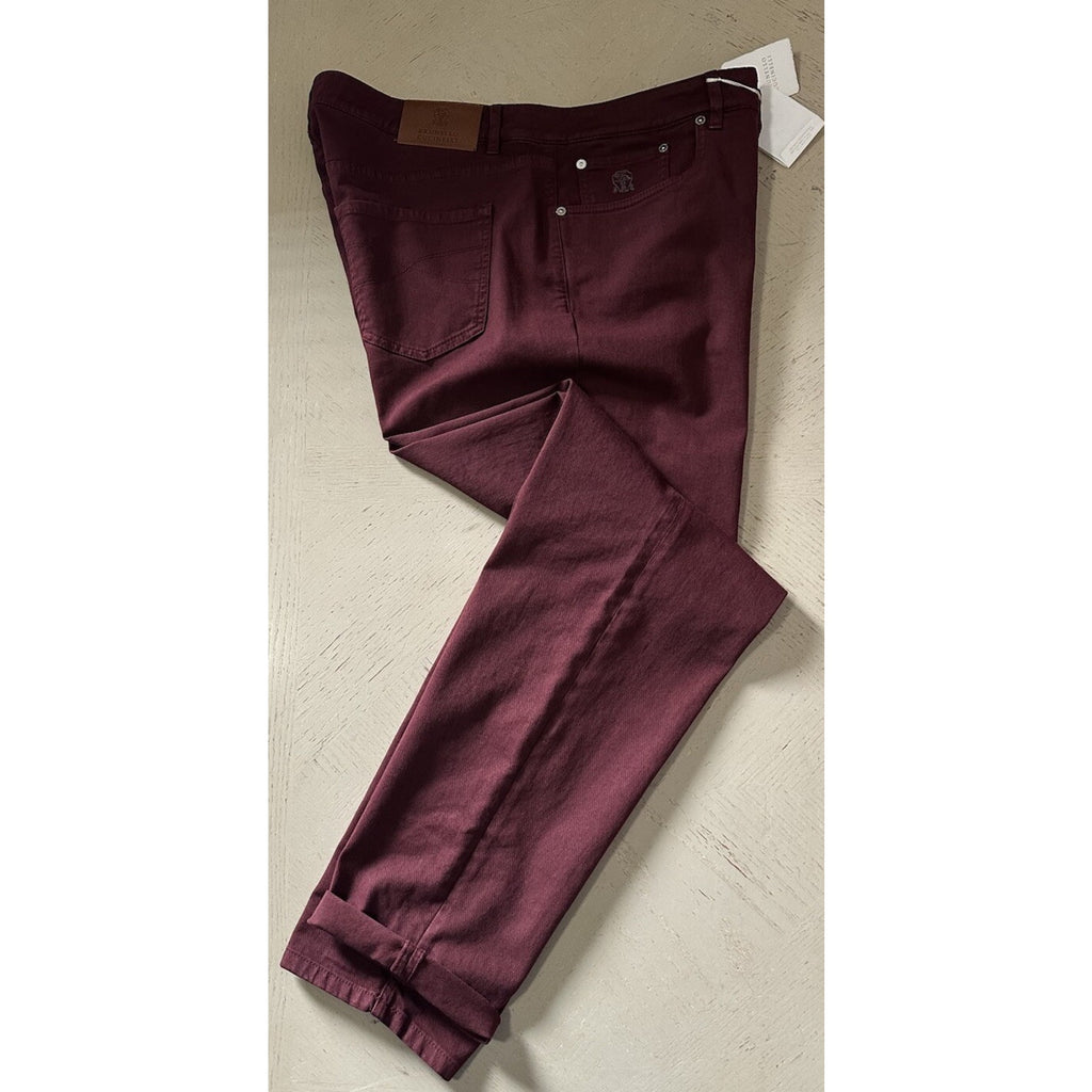 Brunello Cucinelli Men Traditional Fit Jeans Pants Burgundy 40 US/56 Eu New $750