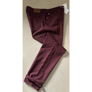 Brunello Cucinelli Men Traditional Fit Jeans Pants Burgundy 40 US/56 Eu New $750