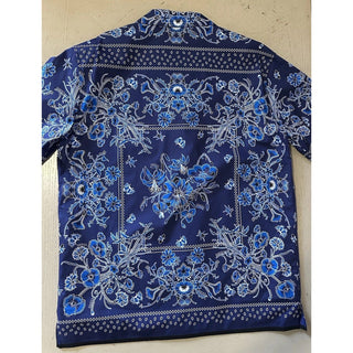 New $1300 Gucci Men’s Flower Bandana Print Shirt Blue Size 54/XXL