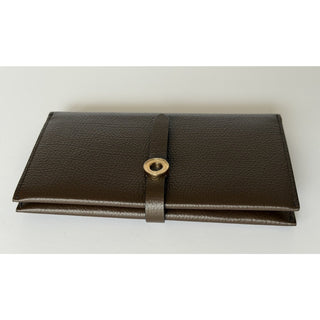 Burberry Ellie Bifold Ebony Brown Long Leather Wallet 8113147 Italy NWT $925