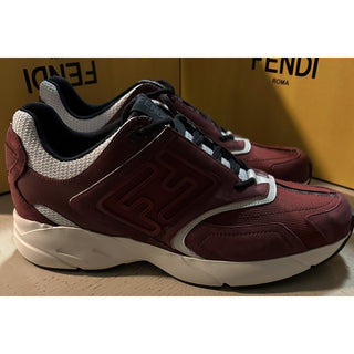 NIB $1100 Fendi Men FF Logo Athletic Sneakers Burgundy 13 US/12 UK