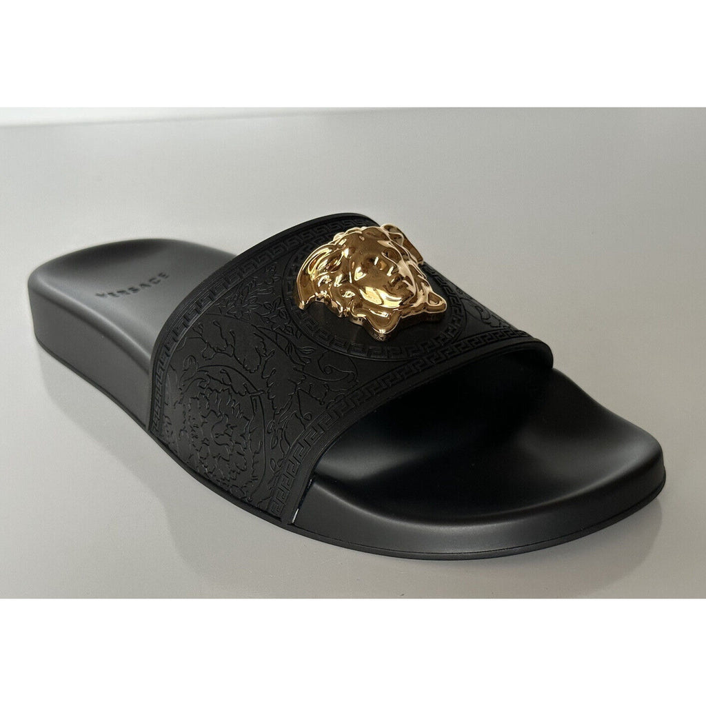 Versace Gold Medusa Head Slides Sandals Black 10 US (40 Eu) IT NIB $450 1004190