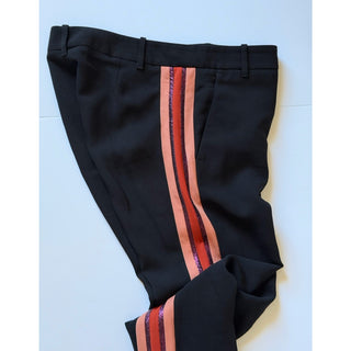 Gucci Women’s Tailored Trousers Black Pink Red Stripe Pants 4 US (40 IT)