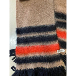 New Burberry Women Scarf Graphic Stripe Knit Color Warm Camel Italy