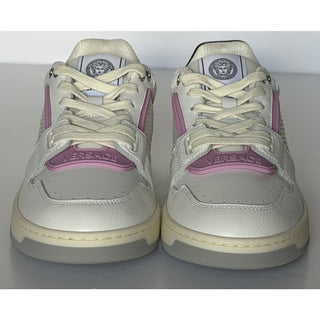 Versace Leather Mesh Sneakers White Pink Acid Green 8.5 US (38.5 Eu) 1023442 NIB