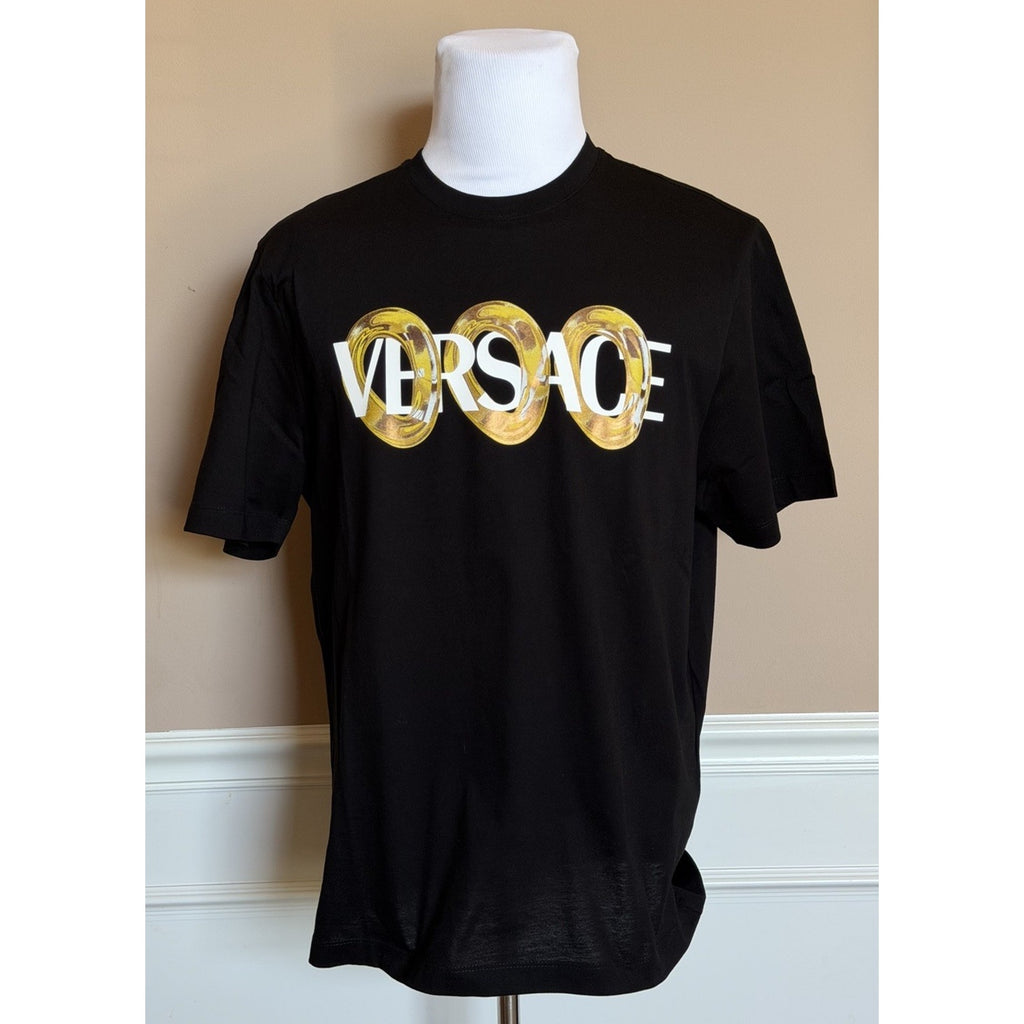 Versace Men’s Logo Compact Cotton Jersey T-Shirt Black L 1013302 NWT $800