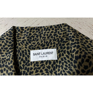 NWT $890 Saint Laurent Men Hawaii SL Print black leopard pattern Shirt Size L
