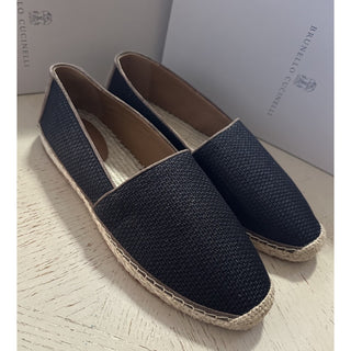 NIB Brunello Cucinelli Men Raffia Espadrille Loafers Shoes Black 12 US/45 EU