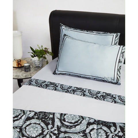 Versace Home Barocco QUEEN 4 Piece Bed Sheet Set Gray/Black Italy ZBEDSET06 NIB