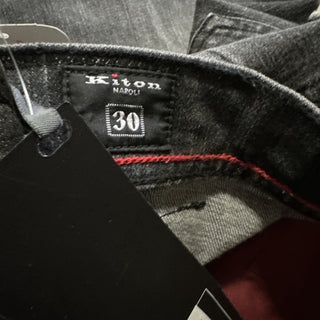 NWT $1495 Kiton Men High Rise Faded Jeans Black 30 US/46 Eu Italy