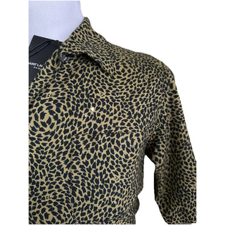 NWT $890 Saint Laurent Men Hawaii SL Print black leopard pattern Shirt Size M