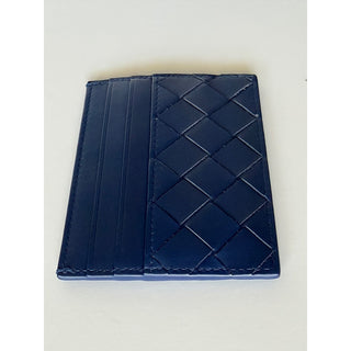 Bottega Veneta Men's Intrecciato Leather Card Case Blue 581060 Italy NWT $390