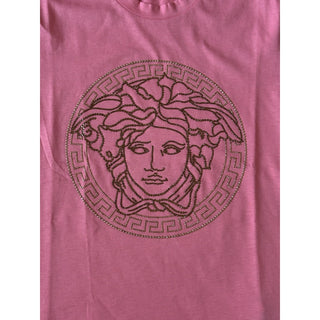 Versace Medusa Rhinestone Pink Cotton Jersey T-Shirt 4(40) 1010069 NWT $750