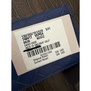 Bottega Veneta Intrecciato Leather Cassette Flap Card Case Blue 749417 NWT $520