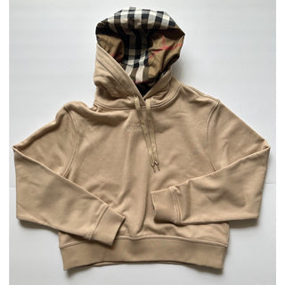 Burberry Talley Checked Sweatshirt with Hoodie Soft Fawn XL 8084392 NWT $760