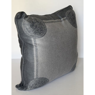 Versace Medusa Silk/Cashmere Cushion Pillow Stone Gray 20.5” x 20.5” 1012278 NWT