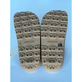 Gucci Interlocking G Platform Slide Sandals Beige Taupe 9 US (39) IT 692845 NIB