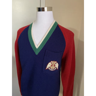 NWT $1200 Gucci Men Wool V Neck Sweater Red/Blue/Green L Italy
