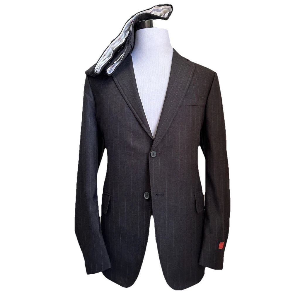 New $5750 ISAIA Men’s Striped Wool & Silk Suit Charcoal 44R US/54R Eu Italy