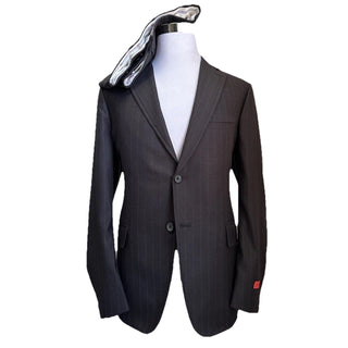 New $5750 ISAIA Men’s Striped Wool & Silk Suit Charcoal 44R US/54R Eu Italy