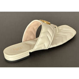Copied - Gucci GG Marmont Padded White Leather Thong Sandals 6.5 US (36.5 Eu) 776948 NIB