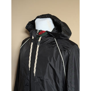 Gucci Men’s Nylon Satin Hooded Windbreaker Jacket Black 46 US (56) 68937 IT NWT