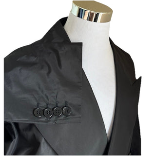New $4900 Saint Laurent Men long coat in silk taffeta Trench Coat Black 50 Eu/40