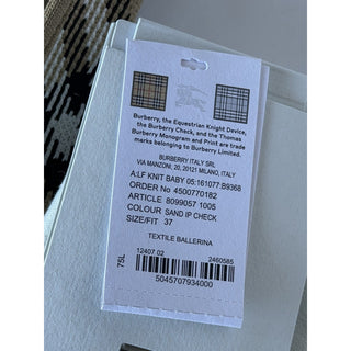 Burberry Baby Check Knit Ballet Flats Sand Beige 7 US (37) IT 8099057 NWT $655