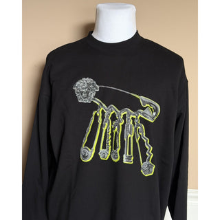 Versace Men’s Logo Non-brushed Sweatshirt Black 5XL 1013969 NWT $1075