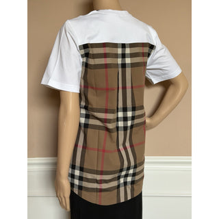 Burberry Nola Check Women’s White Short Sleeve T-shirt XS 8120998 NWT $560