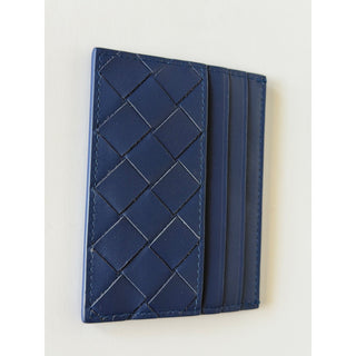 Bottega Veneta Men's Intrecciato Leather Card Case Blue 581060 Italy NWT $390