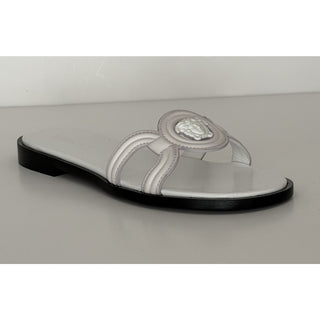 Versace Medusa Leather Mule Slides Porcelain White Women 8.5 US 38.5 1018364 NIB