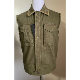 New $2290 Saint Laurent Vest Gilet Kaki/Green L ( 42 US/52 Eu ) Italy