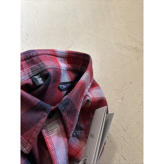 New $750 TOM FORD Men Shirt Red/Black Size 39/15.5 Italy