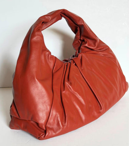 Bottega Veneta Large Leather Shoulder Hobo Bag Rust-Gold 607984 Italy NWT $4200