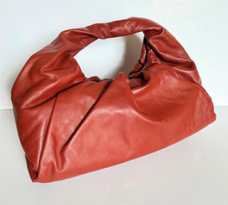 Bottega Veneta Large Leather Shoulder Hobo Bag Rust-Gold 607984 Italy NWT $4200