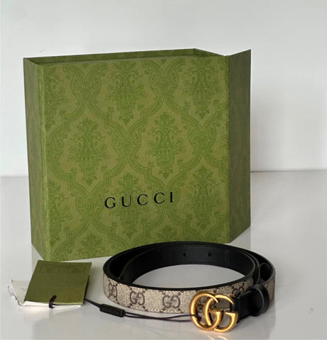 Gucci Women’s Leather GG Thin Width Belt Brown 110/44 409417 NWT